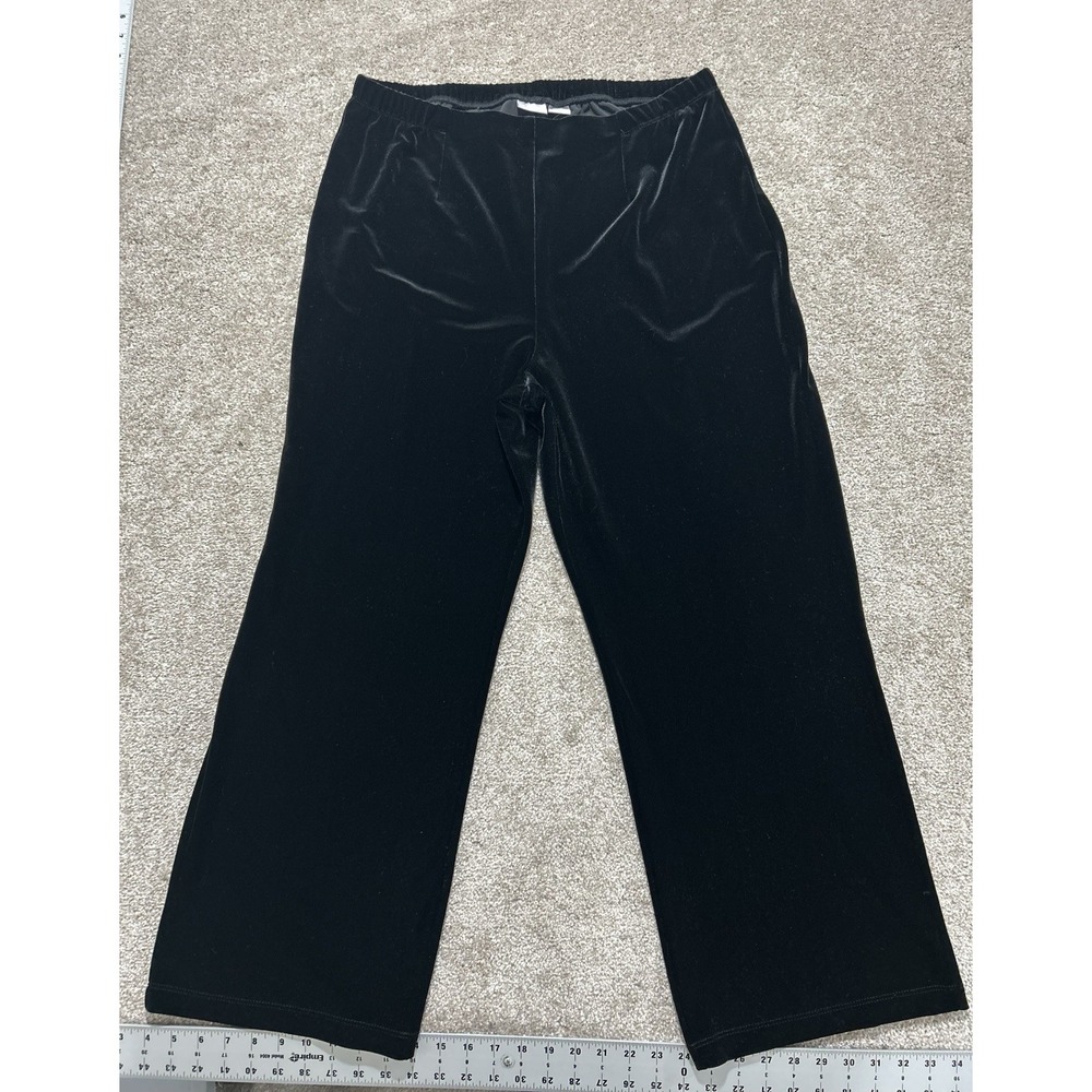 Chico's Women's Black Velour Pants - Size 2S (US 12-14 Short)